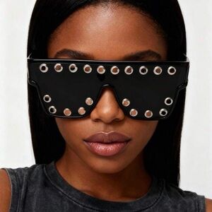 Stylish Square Black Studded Sunglasses